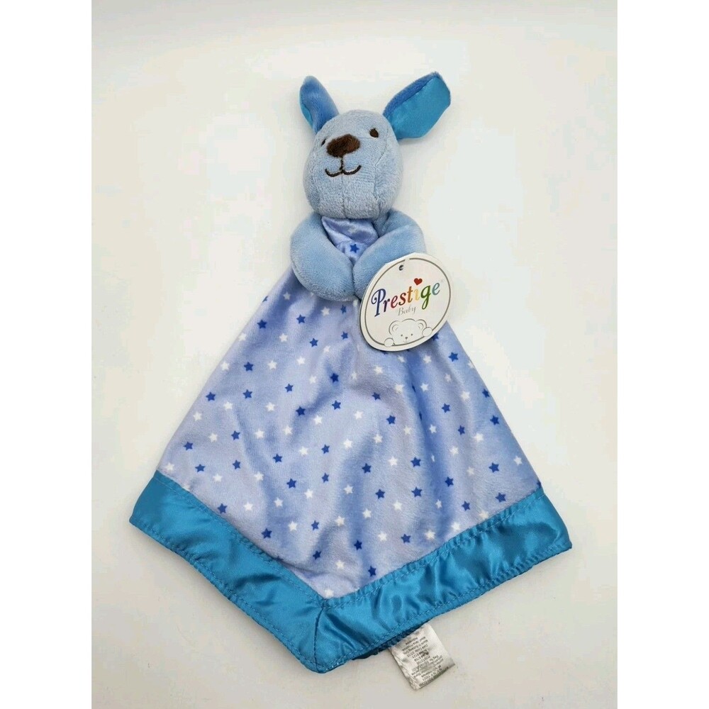 Prestige Baby Lovey Blue Puppy Dog Plush Velour Satin Trim NWT